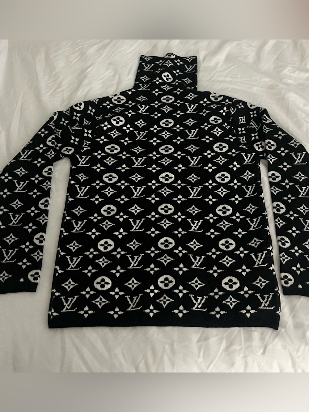 Louis Vuitton Black & White Monogram Turtleneck Sweater